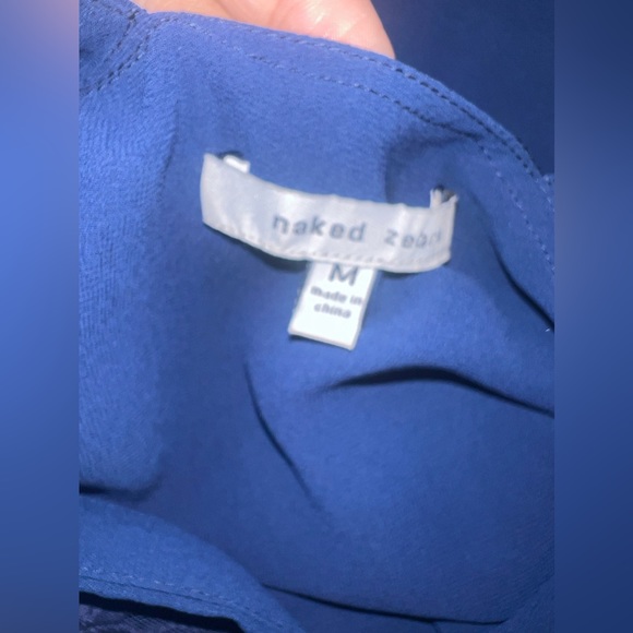 Naked Zebra Blue Top with Keyhole in front & Lace Back Size Medium EUC - Picture 6 of 6